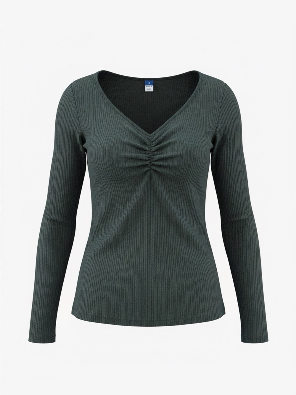 Old Navy Women's Ribbed V-Neck Long Sleeve Top - Forest Green